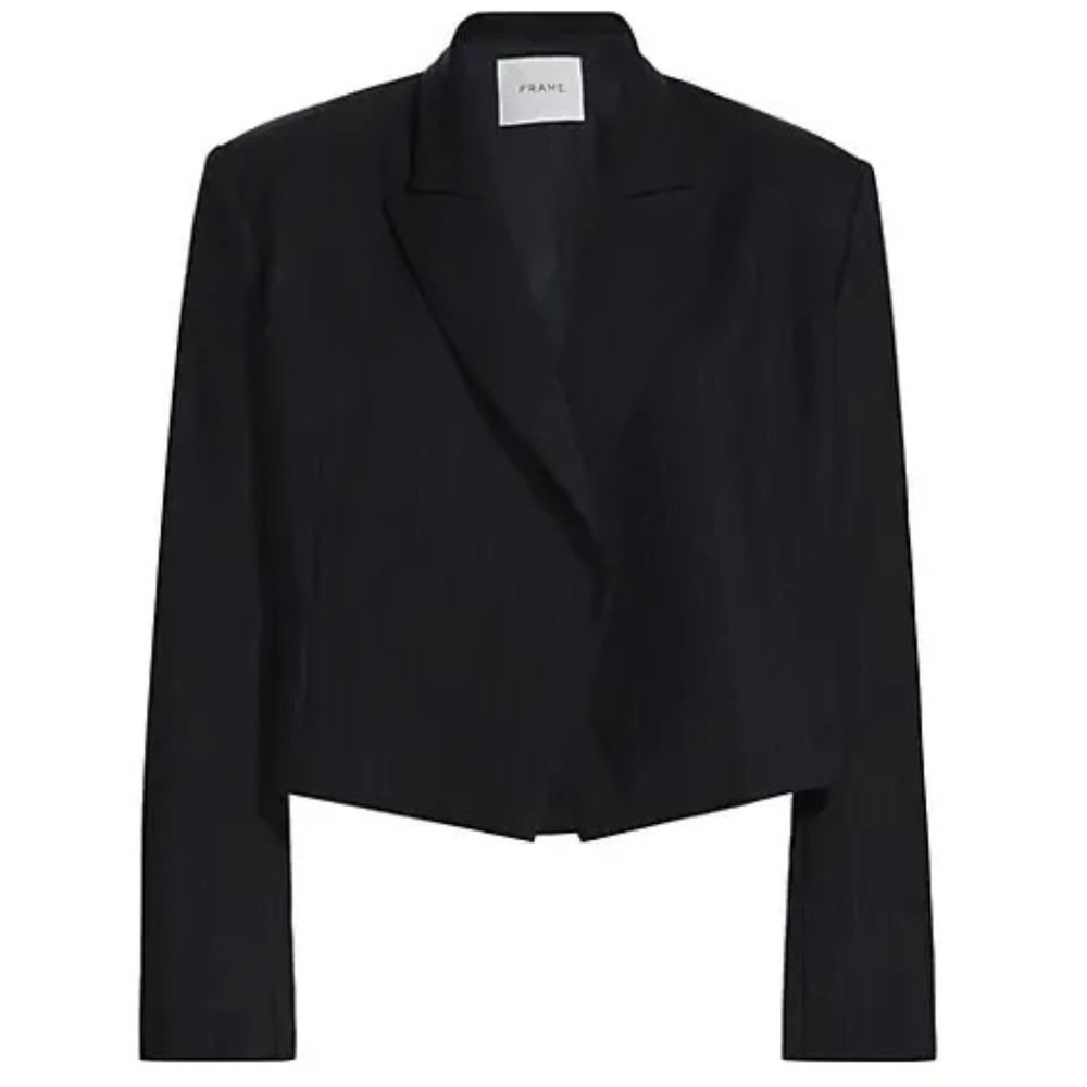 Frame Pinstripe Twill Blazer (regular length with pockets)